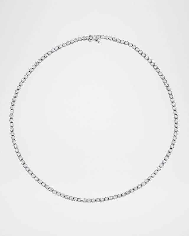 18K White Gold All The Way Around Diamond Tennis Necklace, 3.75tcw